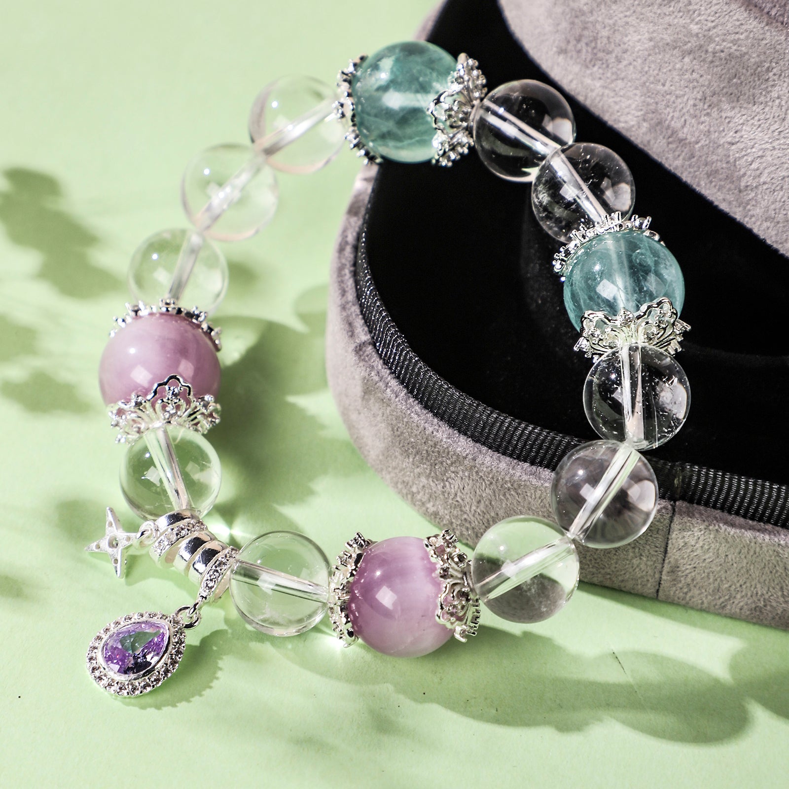 Court-style purple teardrop crystal bracelet