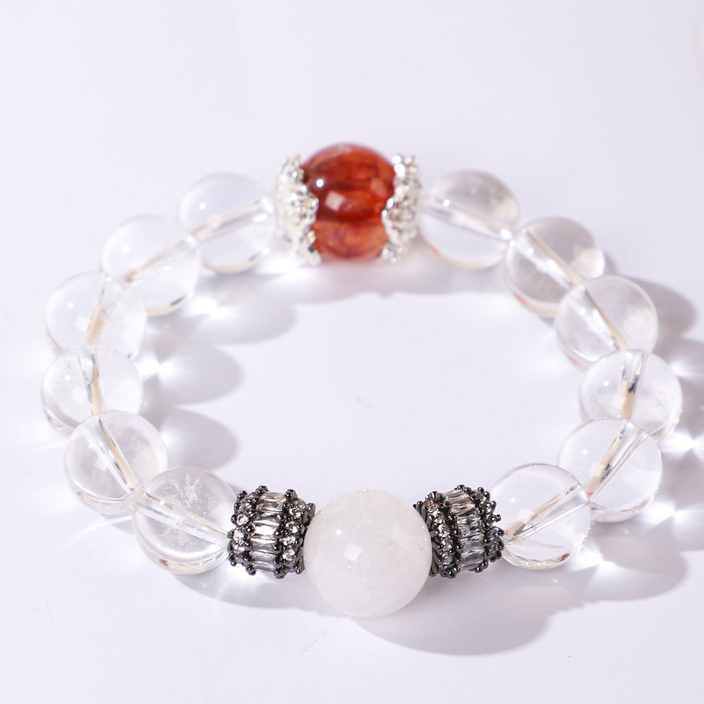 Minimalist red bead and crystal bracelet