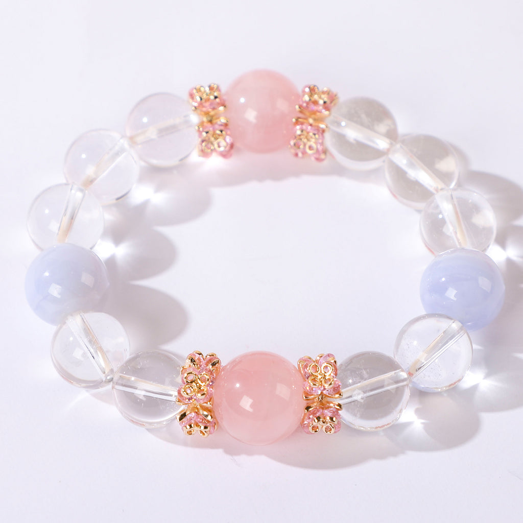 Minimalist bracelet featuring two blue-purple crystals