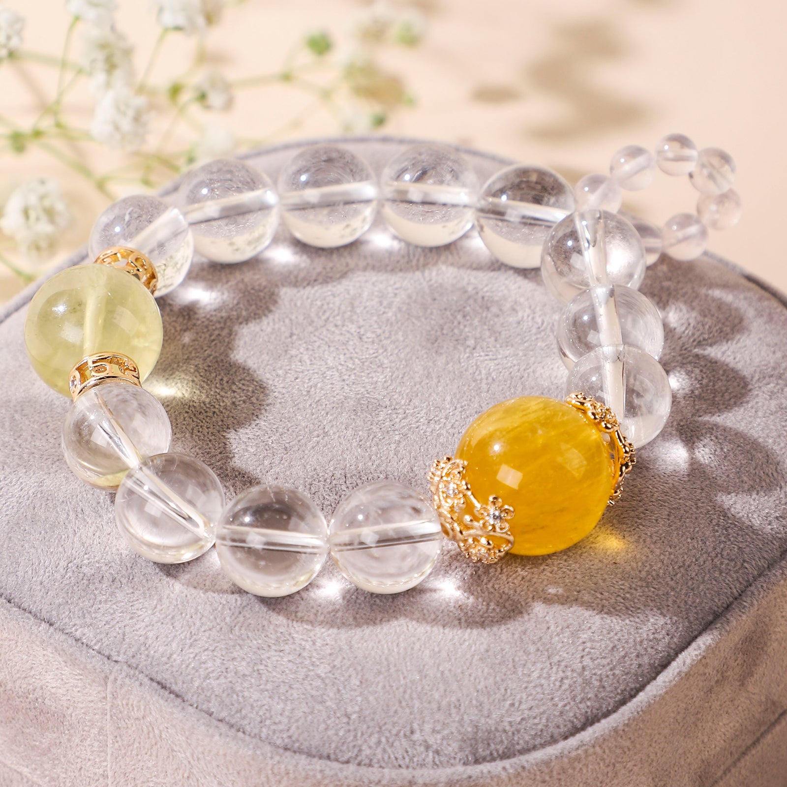 Palace-style bracelet with irregularly shaped crystals