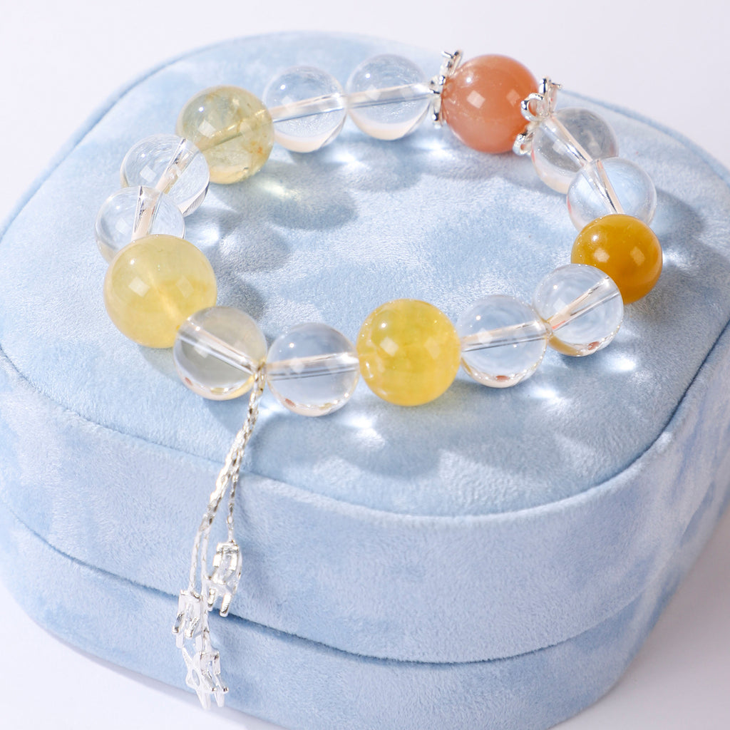 Yellow bead and star crystal bracelet with star charm