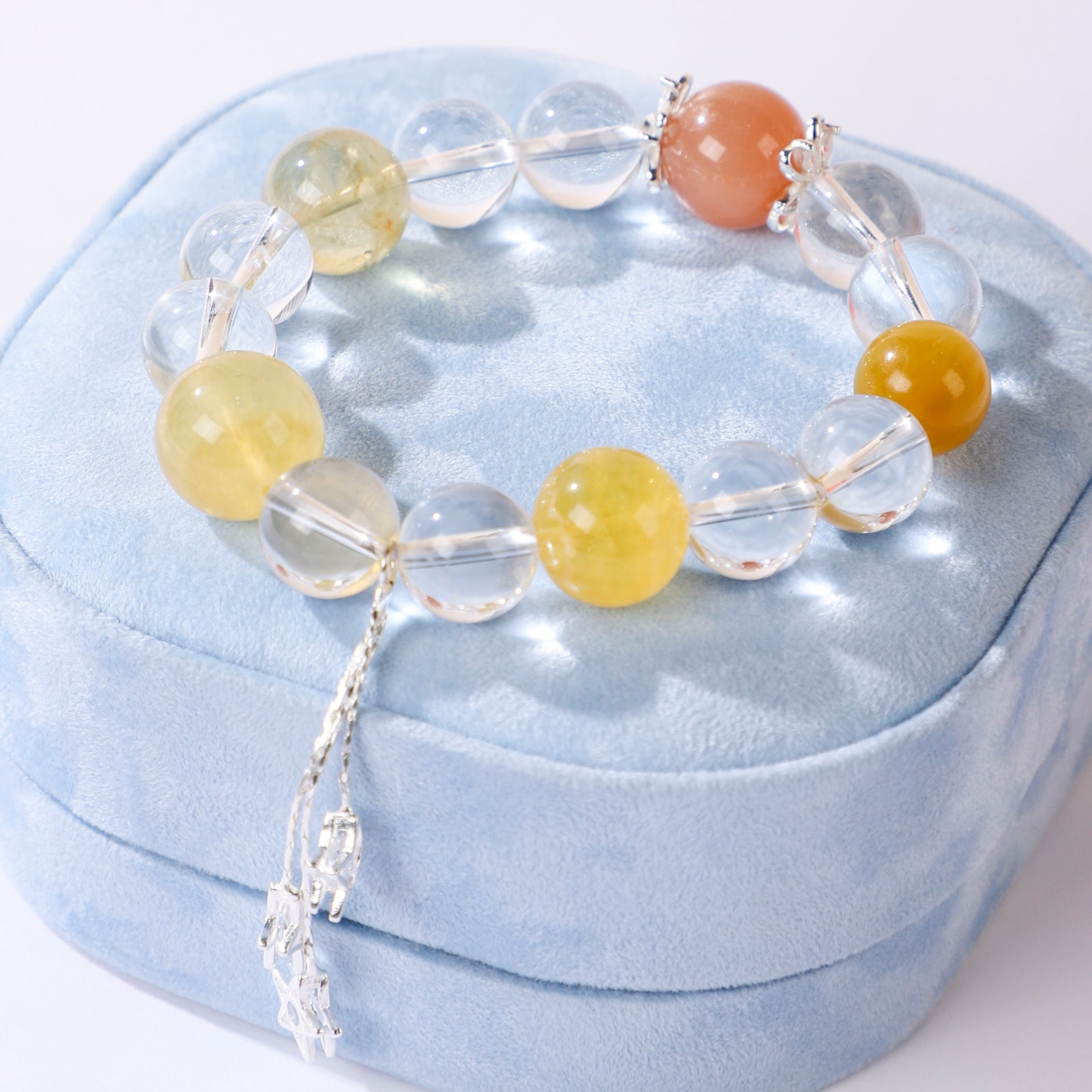 Yellow bead and star crystal bracelet with star charm