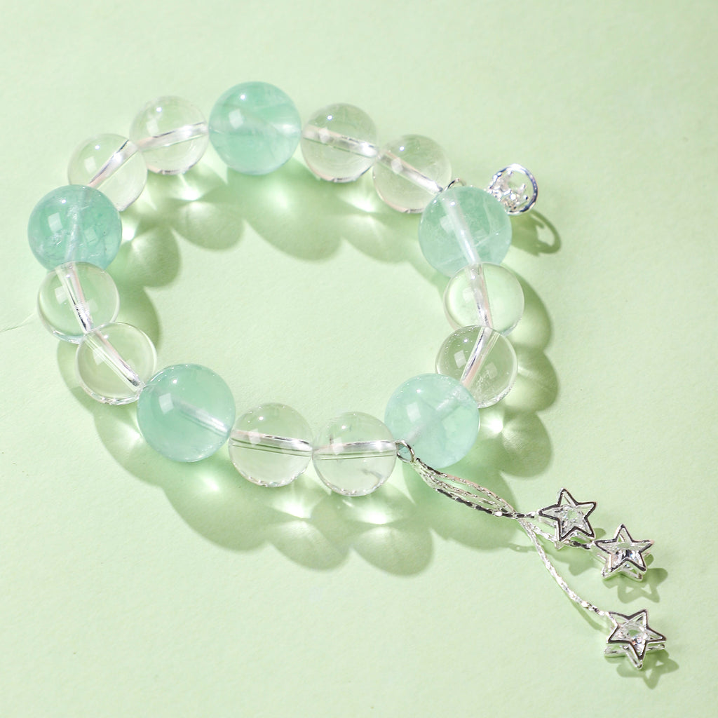 Green Star-Themed Crystal Bracelet