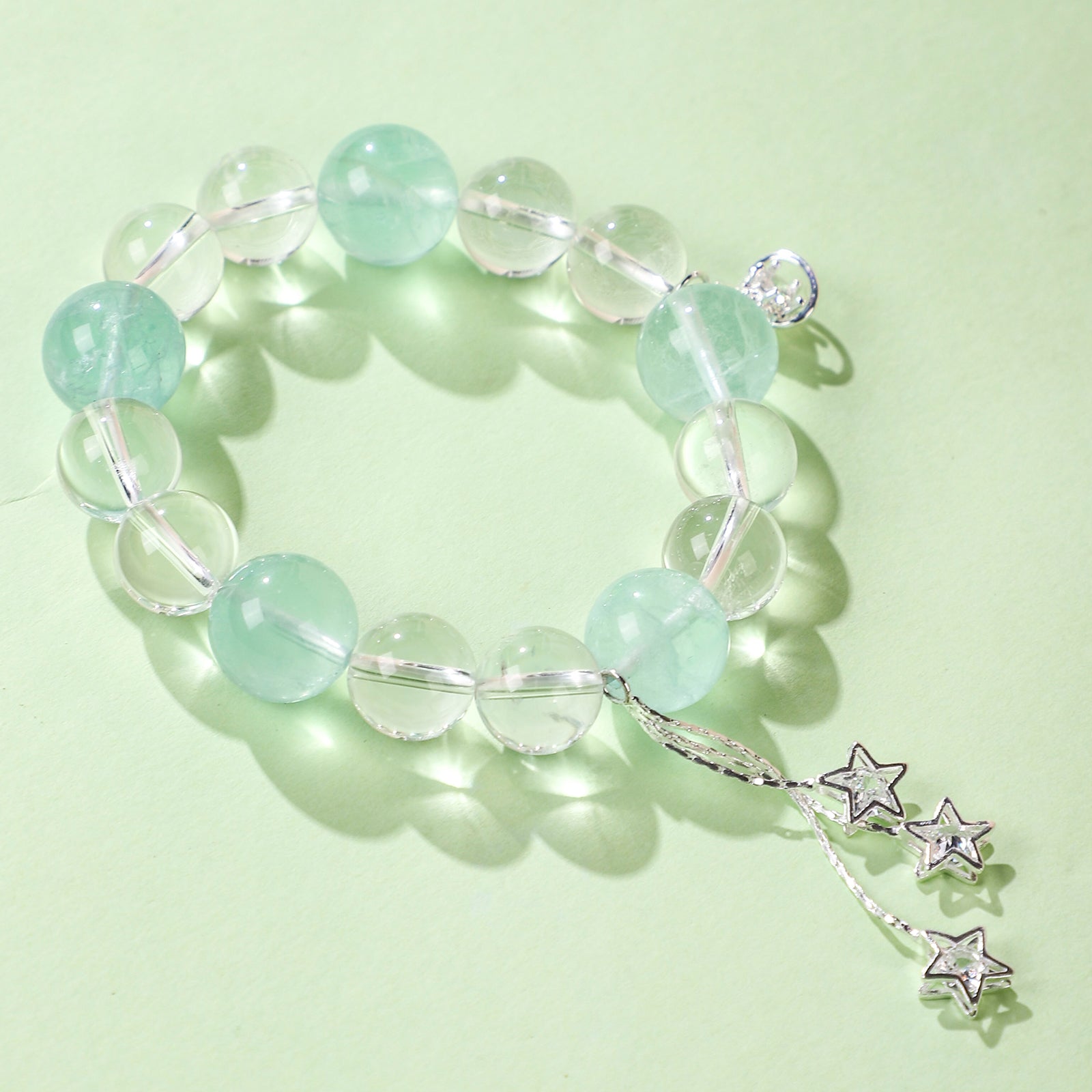 Green Star-Themed Crystal Bracelet