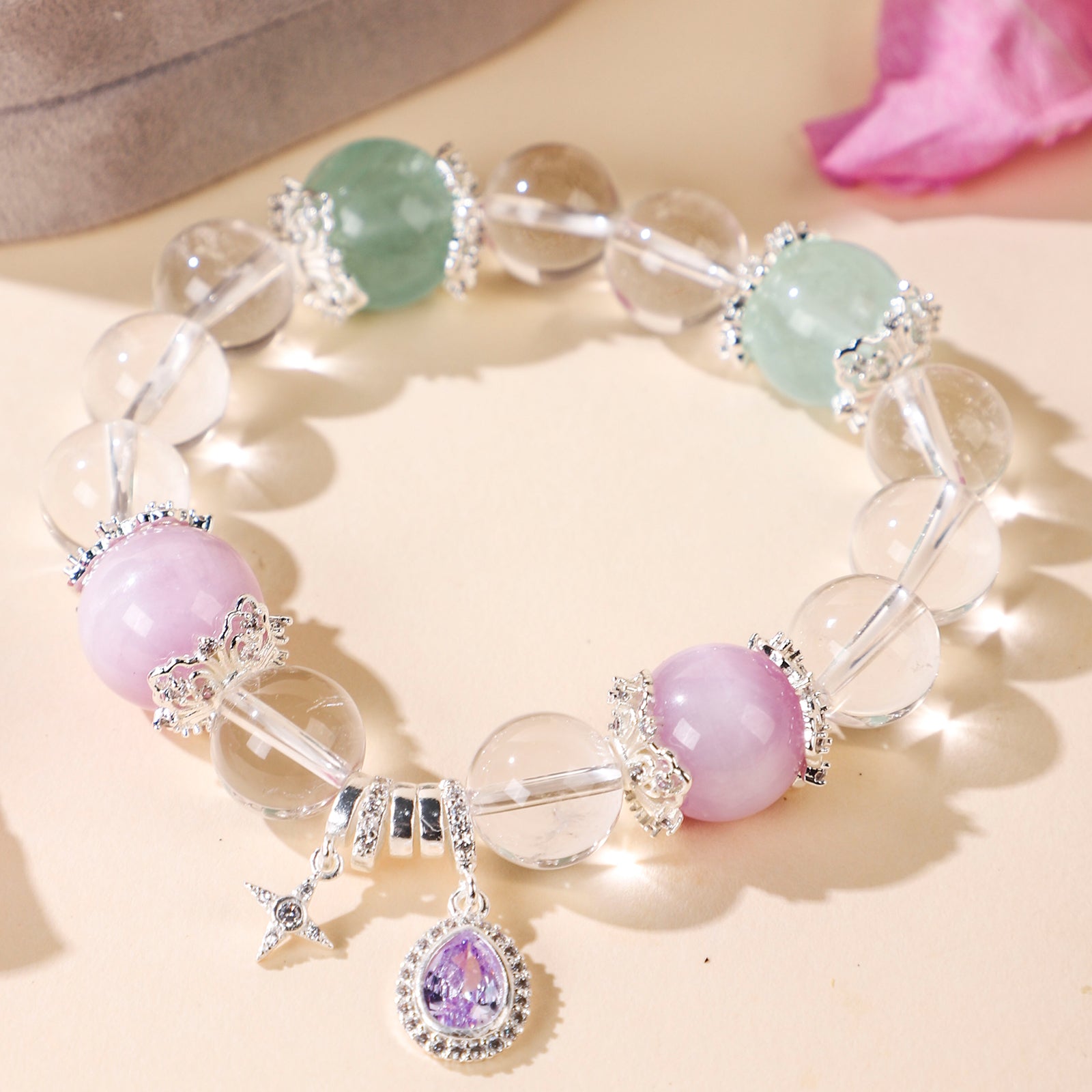 Court-style purple teardrop crystal bracelet