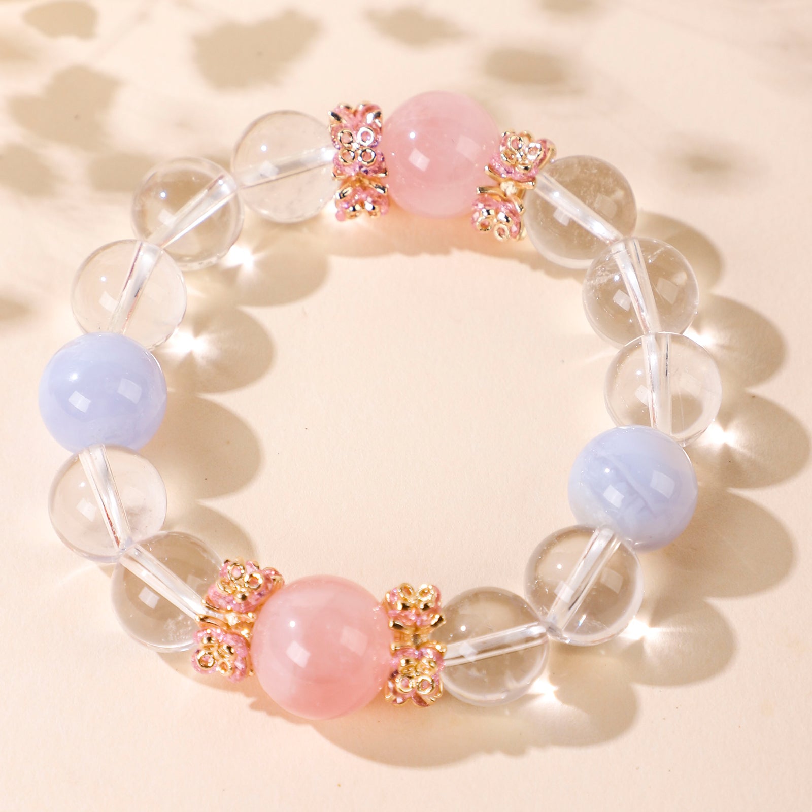 Minimalist bracelet featuring two blue-purple crystals