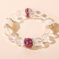 Minimalist crystal two dark red beads and a white bead bracelet