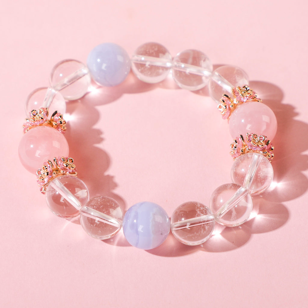 Minimalist bracelet featuring two blue-purple crystals