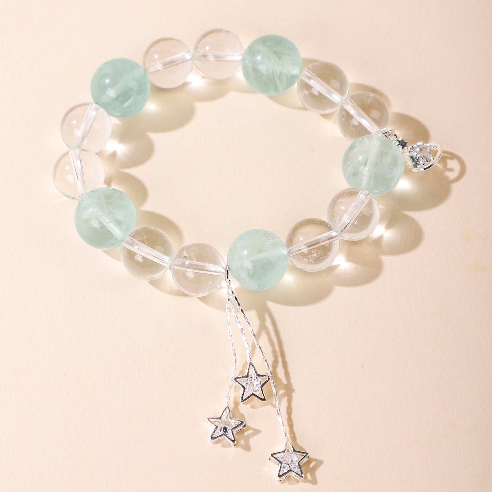 Green Star-Themed Crystal Bracelet