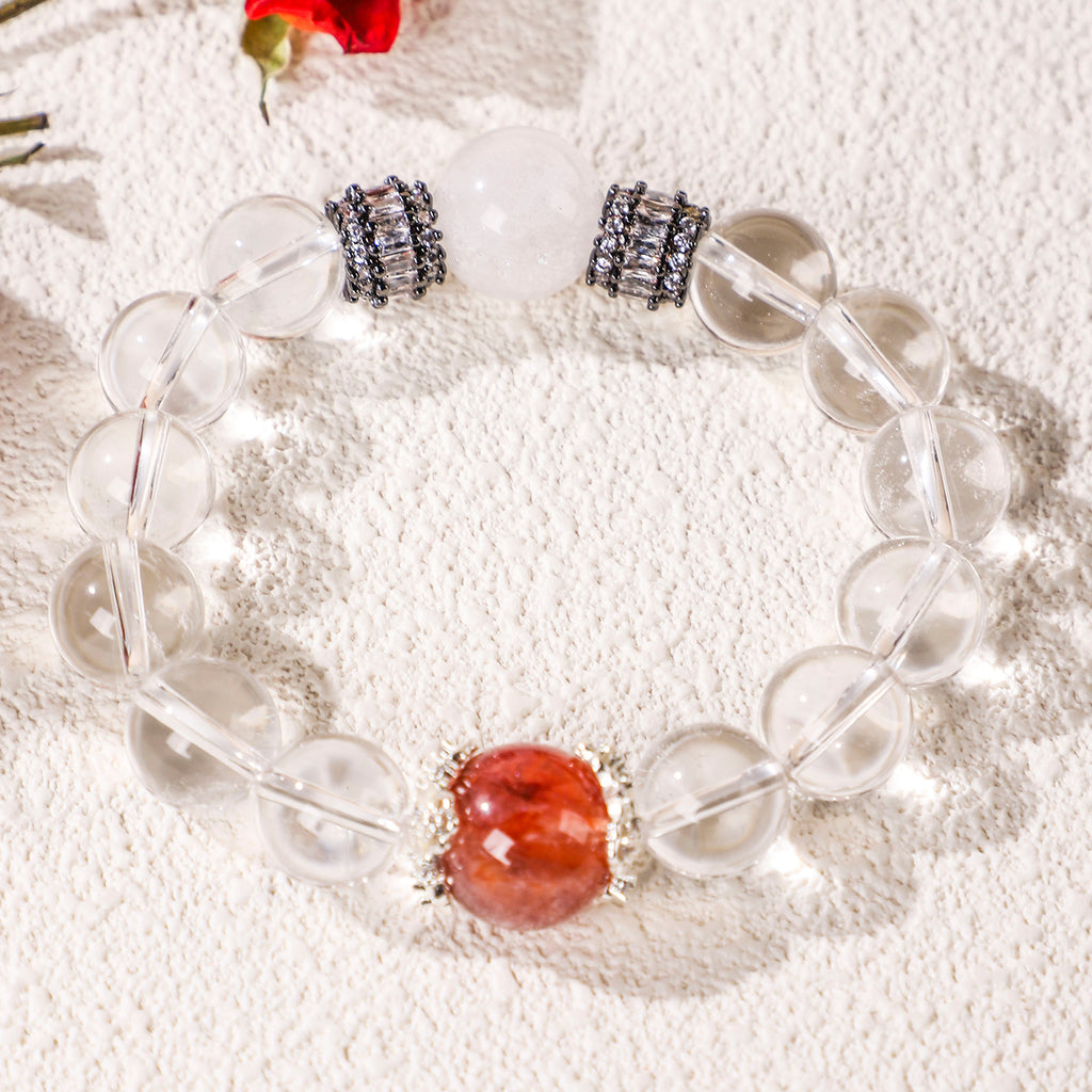 Minimalist red bead and crystal bracelet